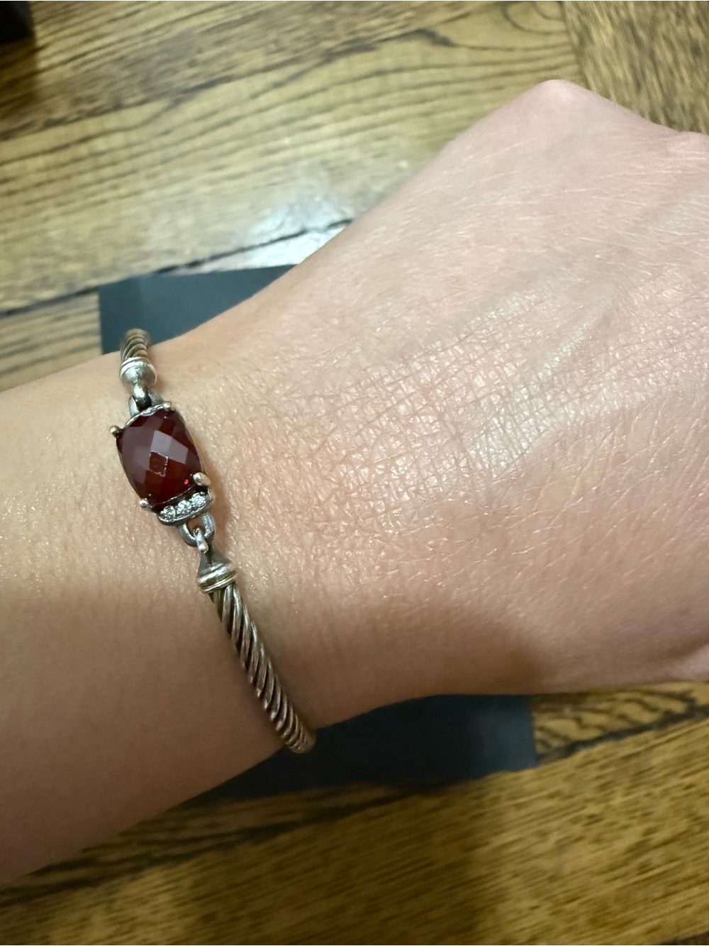 David Yurman Garnet and Diamond Bracelet - Picture 6 of 7
